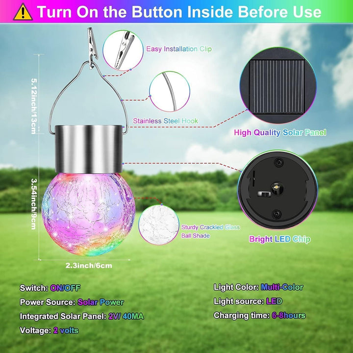 Hanging Solar Lights Outdoor Decorative Cracked Glass Ball Light